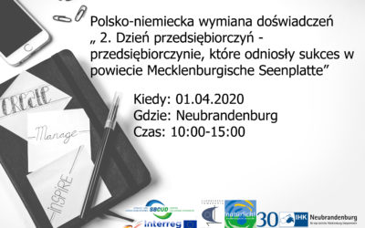 ODWOŁANE! Polsko-niemiecka wymiana doświadczeń „2. dzień przedsiębiorczyń –  przedsiębiorczynie, które odniosły sukces w powiecie Pojezierze Meklemburskie“