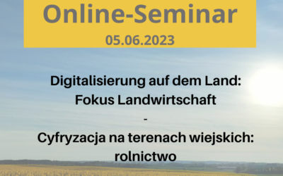 Seminarium online: „Cyfryzacja na terenach wiejskich – rolnictwo“