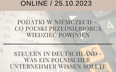 Online-Seminar „Steuern in Deutschland – was ein polnischer Unternehmer wissen sollte“, 25.10.2023